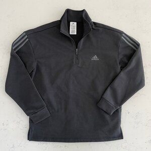 Adidas 1/4 Zip 100% Recycled Polyester Sweatshirt Black w Grey Stripes Sz M